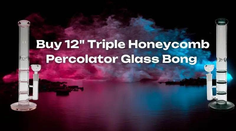 Buy 12" Triple Honeycomb Percolator Glass Bong - SmokeMEGA