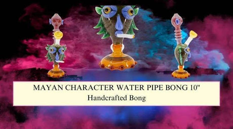 MAYAN CHARACTER WATER PIPE BONG 10" | Handcrafted Bong - SmokeMEGA