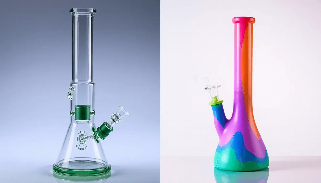 Bongs-de-Vidrio-vs.-Bongs-de-Silicona-Cuál-es-Mejor-para-Ti SmokeMEGA