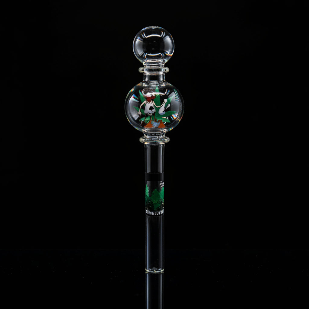10" jumbo bubble glass oil burner, clear design, high-quality borosilicate, 10mm male joint.
