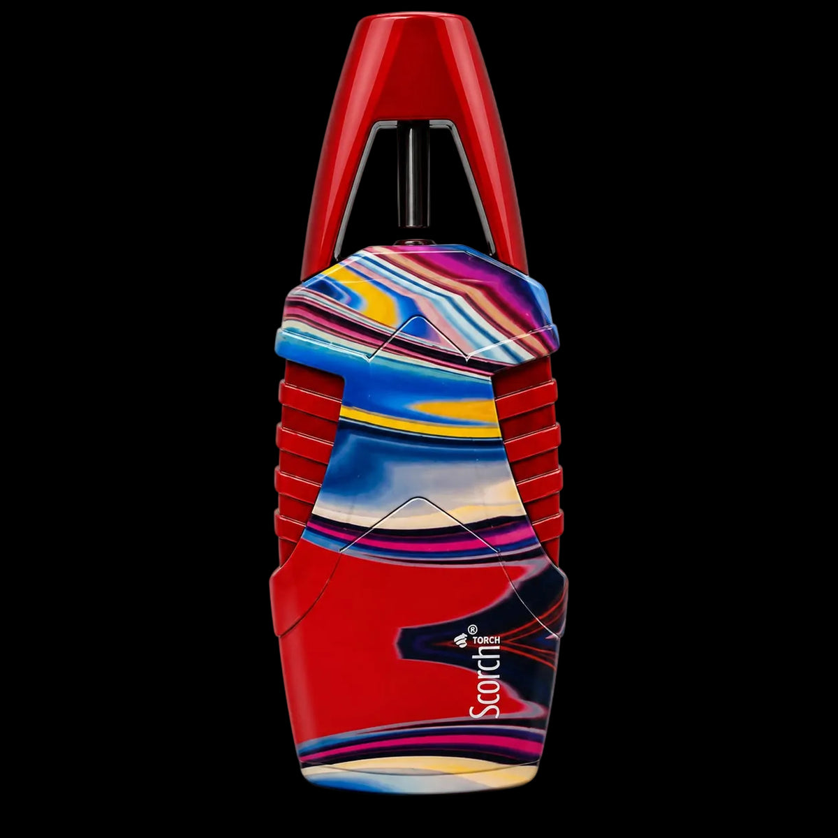 A red and multicolor Scratch brand pocket knife shown on a clean white background.