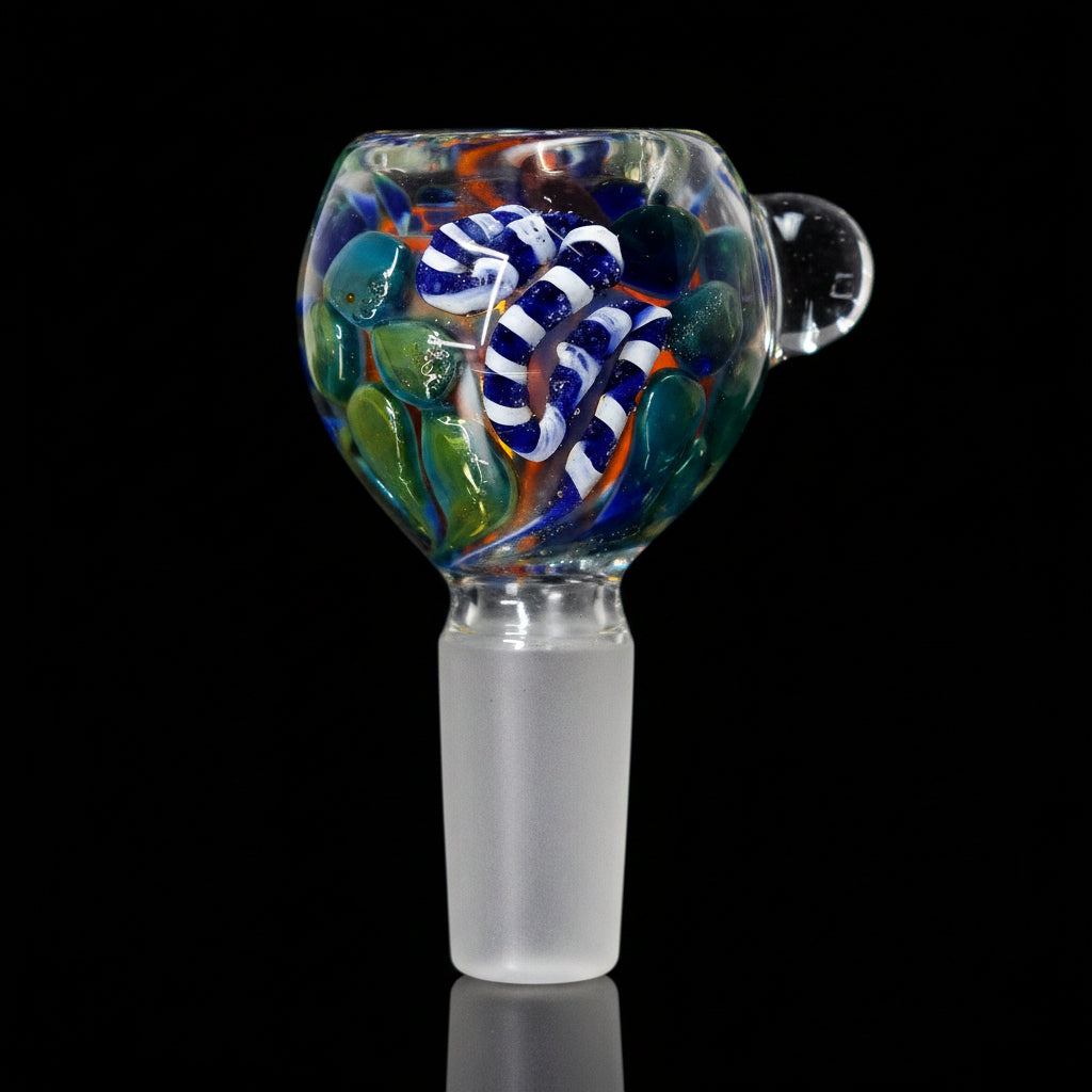 14MM Male-Glass On Glass Slide Bowl Round - SmokeMEGA