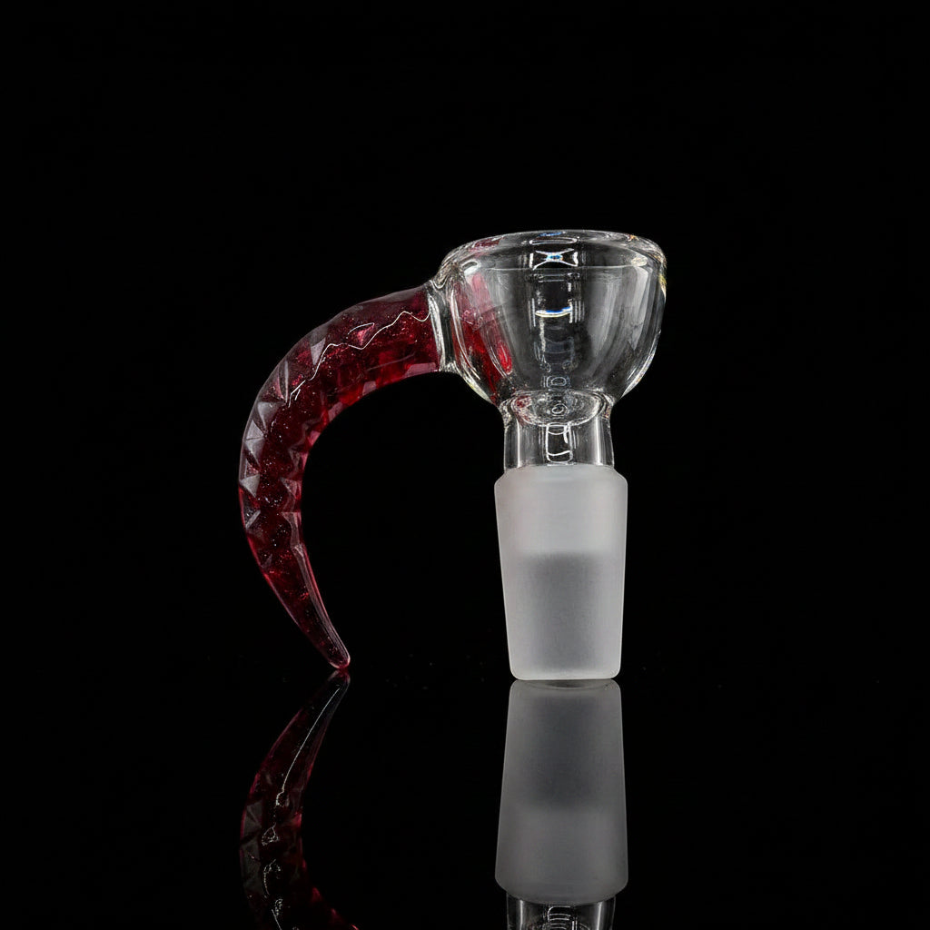14mm Male Glass Bowl With Horn Handle - SmokeMEGA