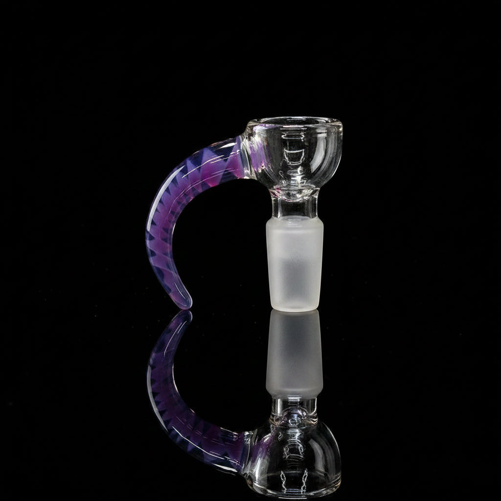 14mm Male Glass Bowl With Horn Handle - SmokeMEGA