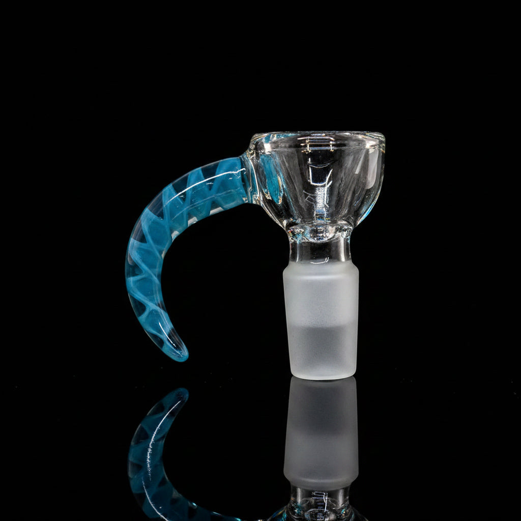 14mm Male Glass Bowl With Horn Handle - SmokeMEGA