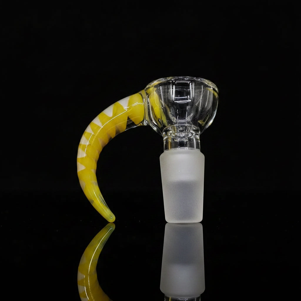 14mm Male Glass Bowl With Horn Handle - SmokeMEGA