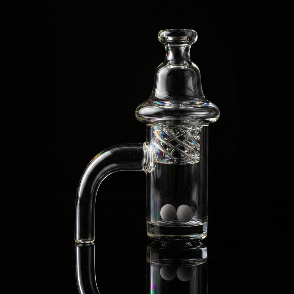 14mm Quartz/Ceramic Banger Kit -With Spinning Carb Cap and Terp Pearls - SmokeMEGA