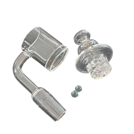 14mm Quartz/Ceramic Banger Kit -With Spinning Carb Cap and Terp Pearls