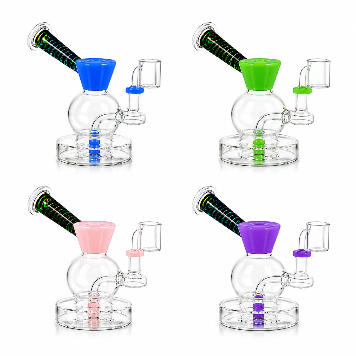 7 Inch Premium Color Accent Bubble Dab Rig | SmokeMEGA