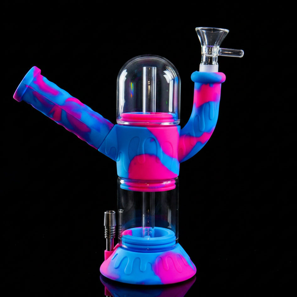 3-in-1 Silicone Water Pipe with Nectar Collector & Secret Storage