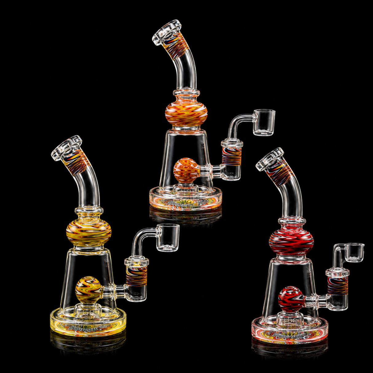 7 Inch Swirl Glass Dab Rig with Marble Perc | SmokeMEGA