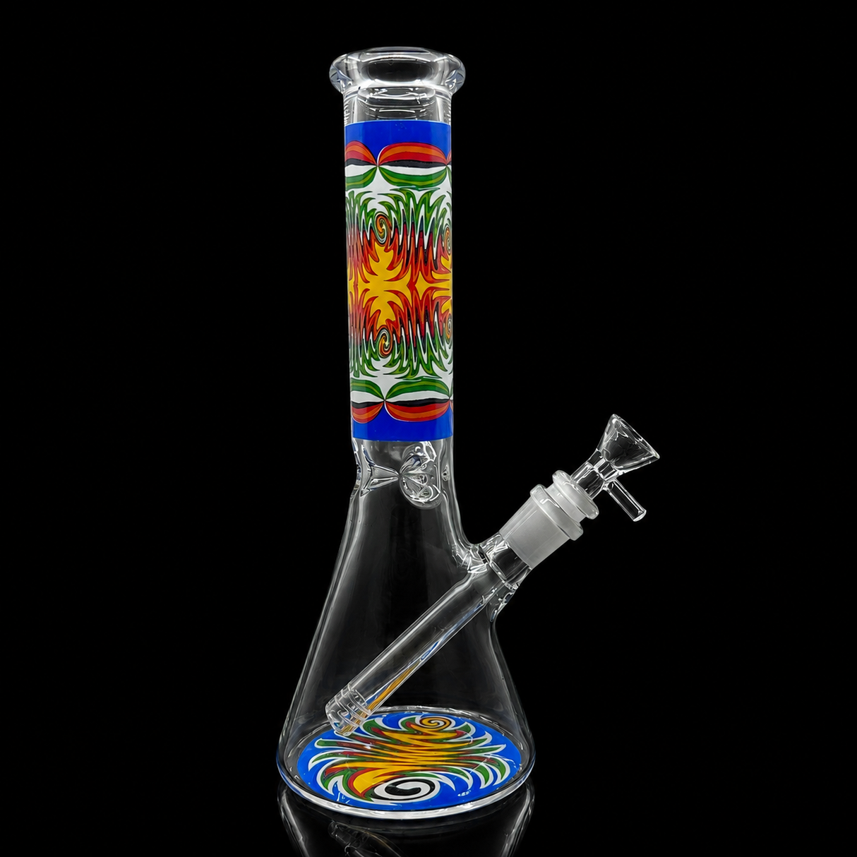 10 Inch Rasta Swirl Glass Beaker Bong | SmokeMEGA