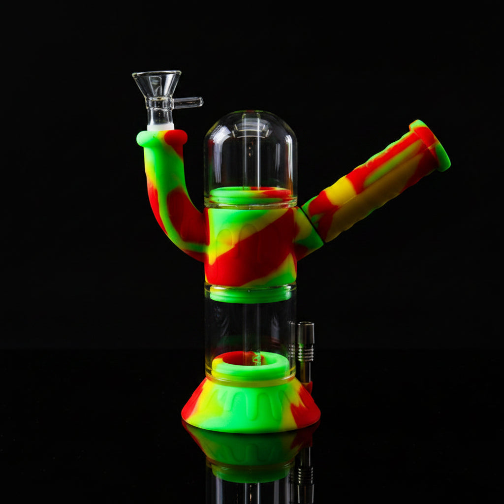 3-in-1 Silicone Water Pipe with Nectar Collector & Secret Storage