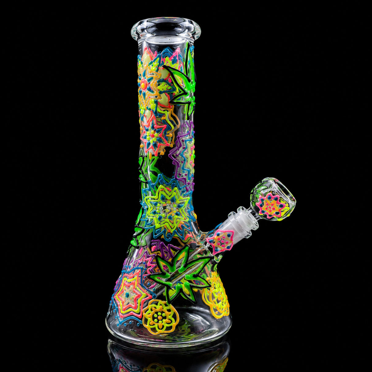10 Inch Glow In The Dark Art Beaker Bong | SmokeMEGA