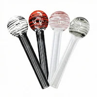 4-Inch Colored Striped Glass Oil Burner Pipe (12 Pack)