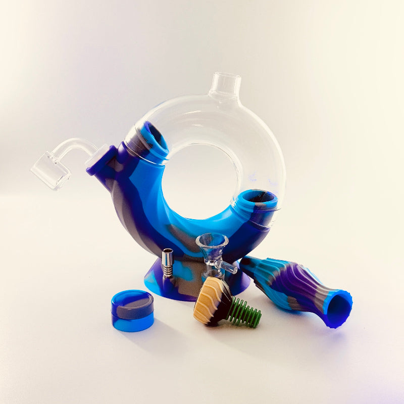 SmokeMEGA 4-in-1 Silicone Water Pipe - Versatile 11" Long with Nectar Collector