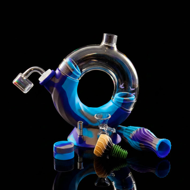 SmokeMEGA 4-in-1 Silicone Water Pipe - Versatile 11" Long with Nectar Collector