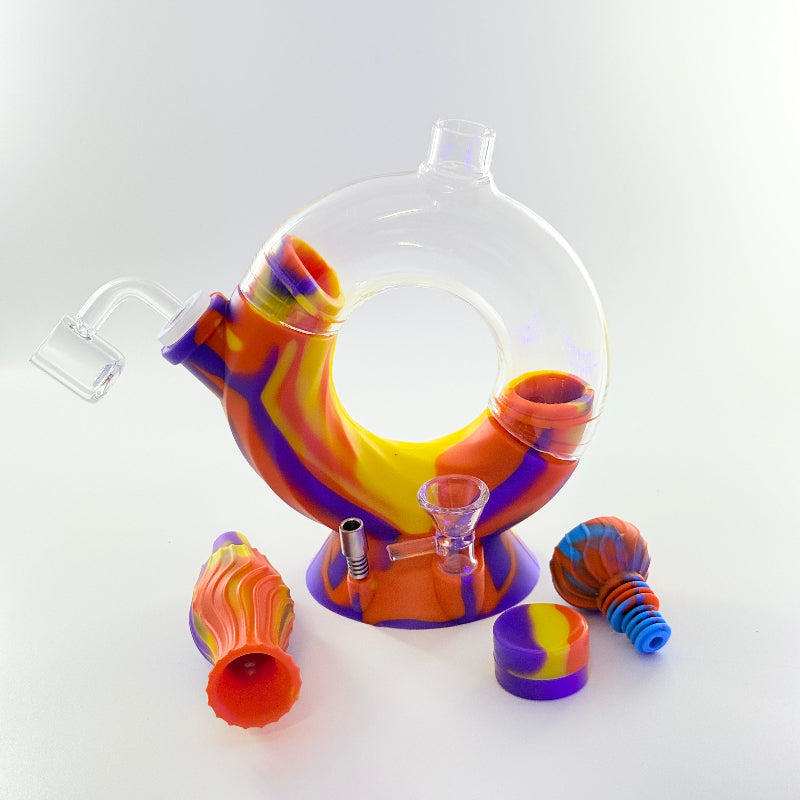 SmokeMEGA 4-in-1 Silicone Water Pipe - Versatile 11" Long with Nectar Collector