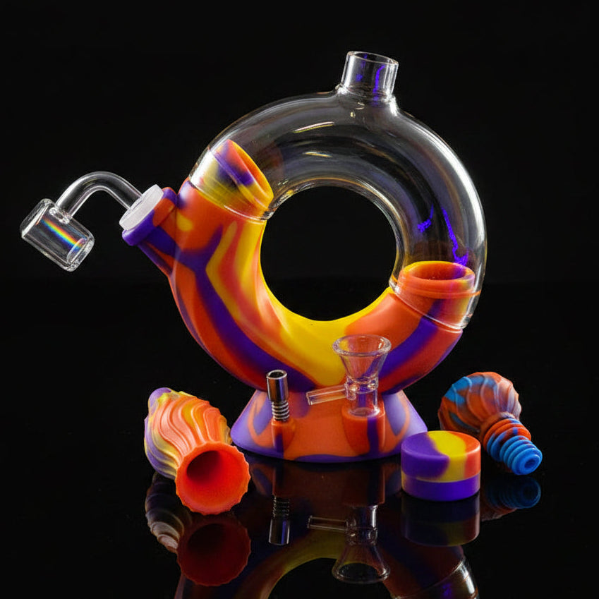 SmokeMEGA 4-in-1 Silicone Water Pipe - Versatile 11" Long with Nectar Collector