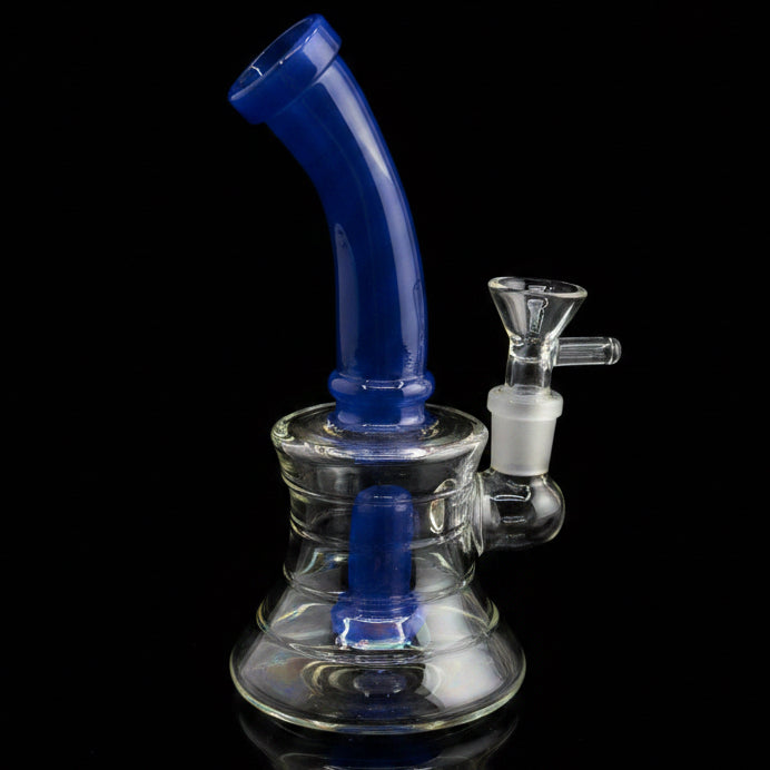 6-inch shower head dab rig with sturdy base and built-in drip catch.