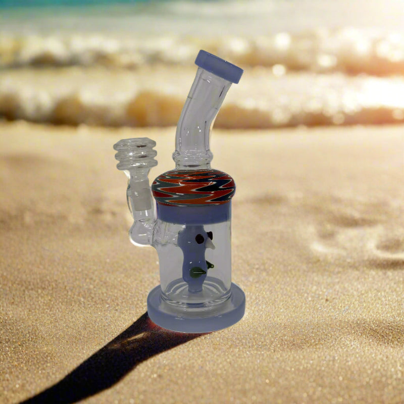 6” Cute Face Color Art Bent Dab Rig