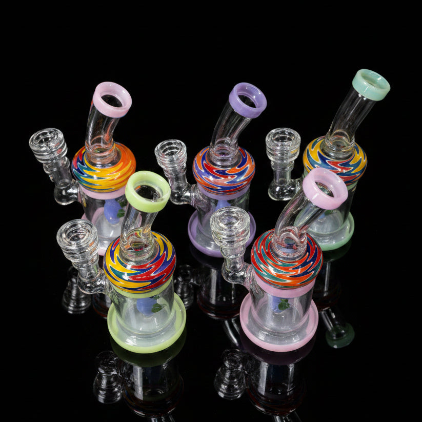 6” Cute Face Color Art Bent Dab Rig