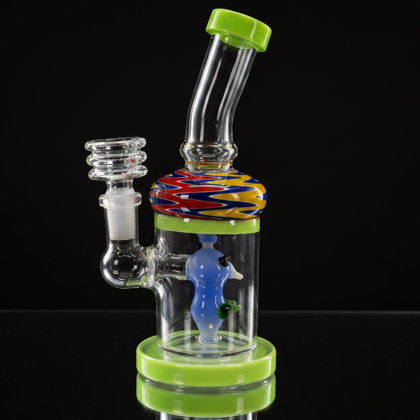 6” Cute Face Color Art Bent Dab Rig