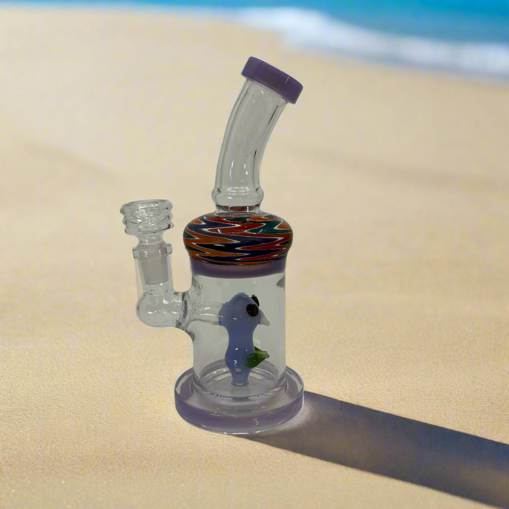 6” Cute Face Color Art Bent Dab Rig