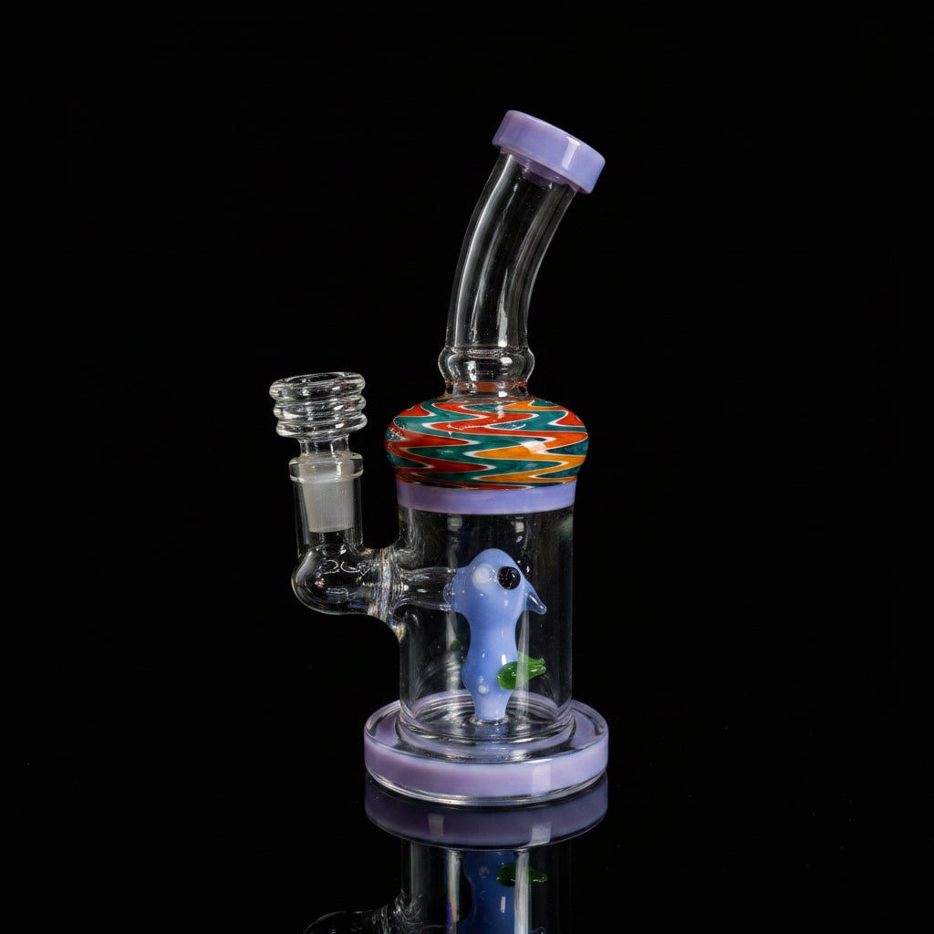 6” Cute Face Color Art Bent Dab Rig