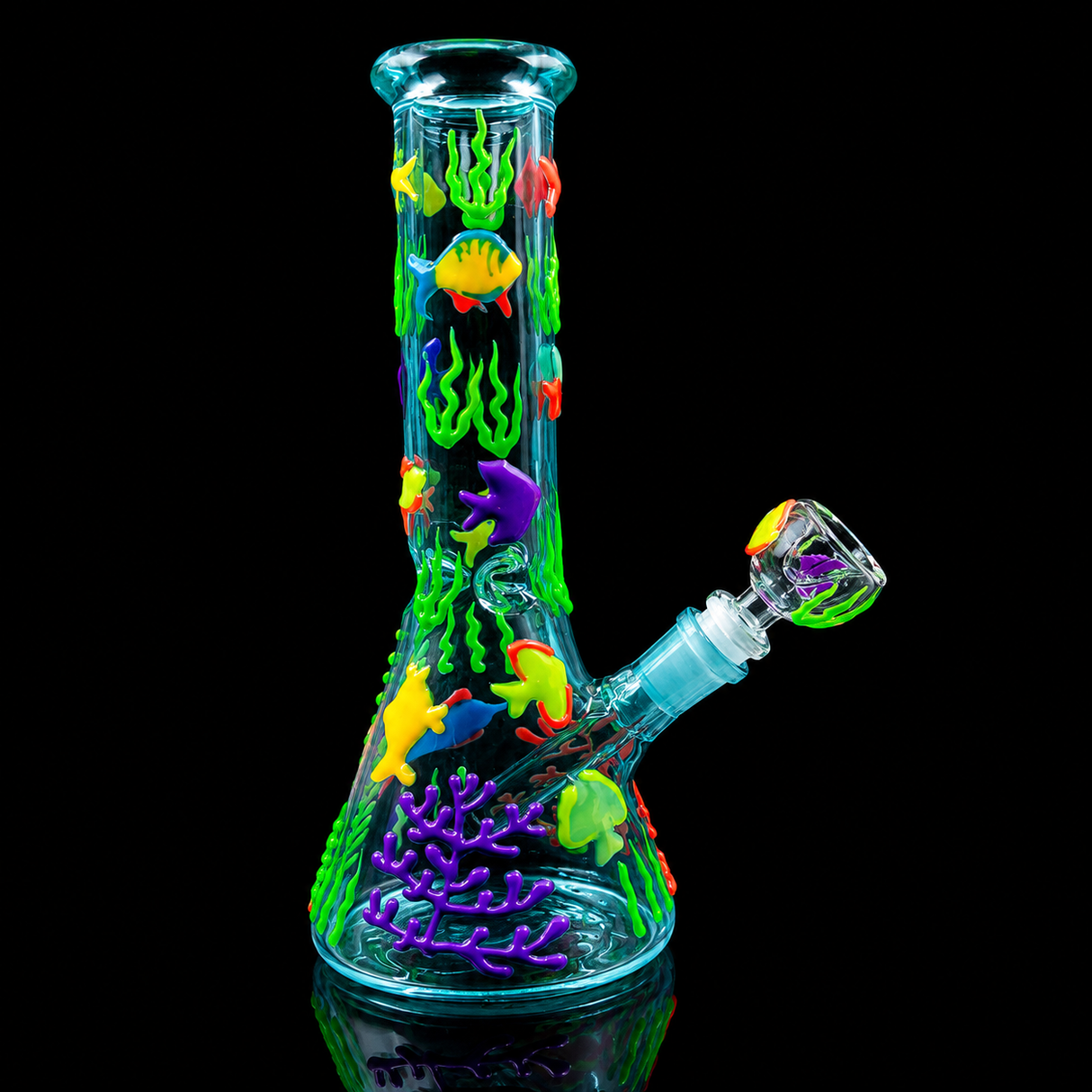 10 Inch Glow In The Dark Art Beaker Bong | SmokeMEGA