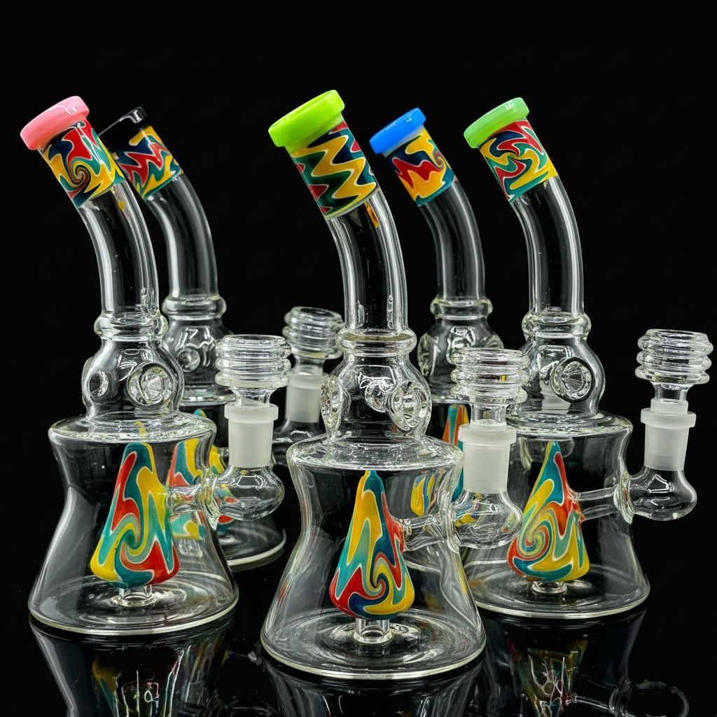 8" Rainbow Twist Shower Head Dab Rig - SmokeMEGA