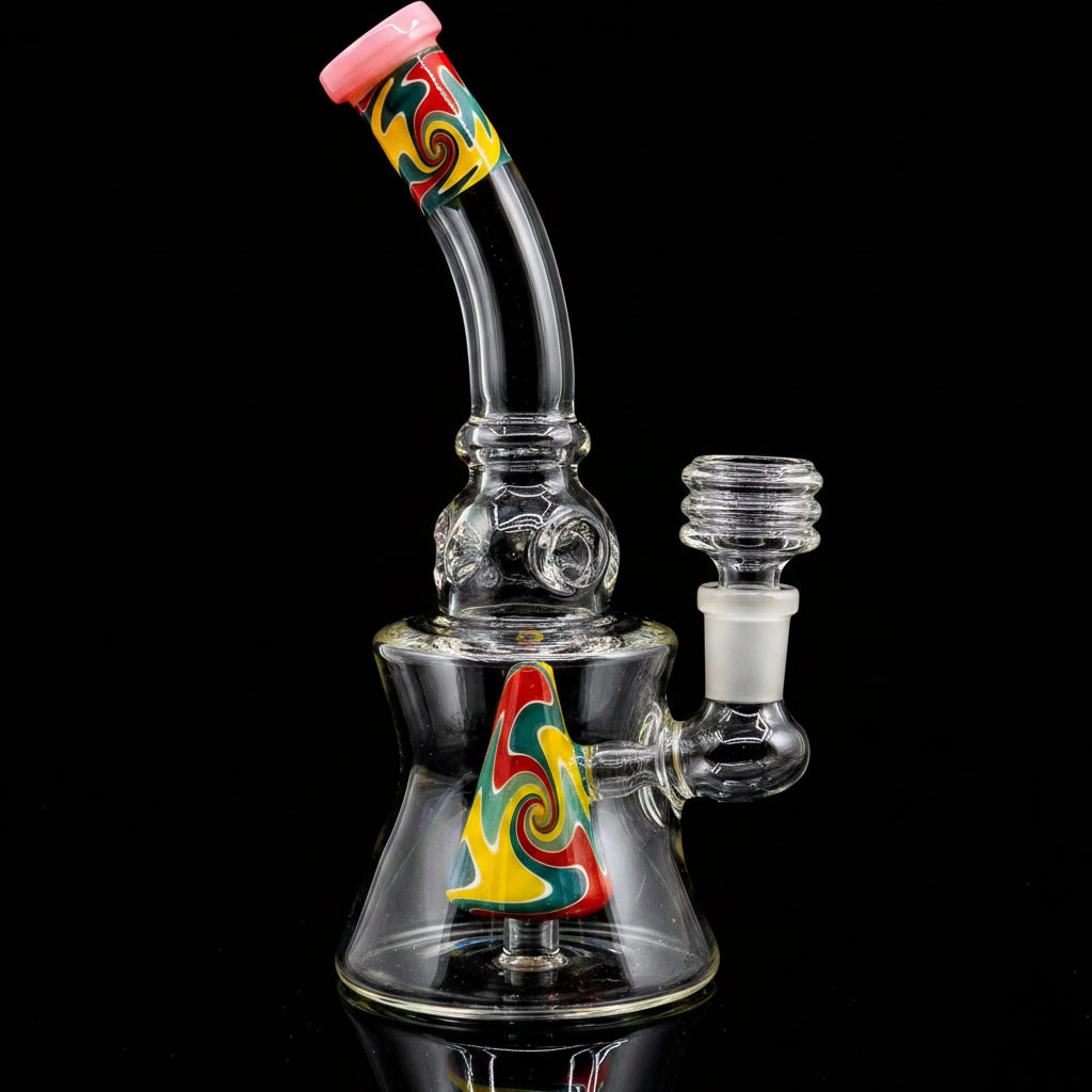 8" Rainbow Twist Shower Head Dab Rig - SmokeMEGA