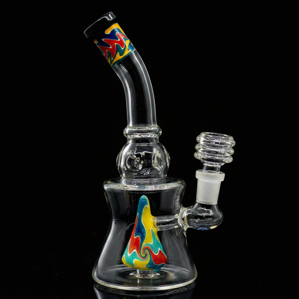 8" Rainbow Twist Shower Head Dab Rig - SmokeMEGA