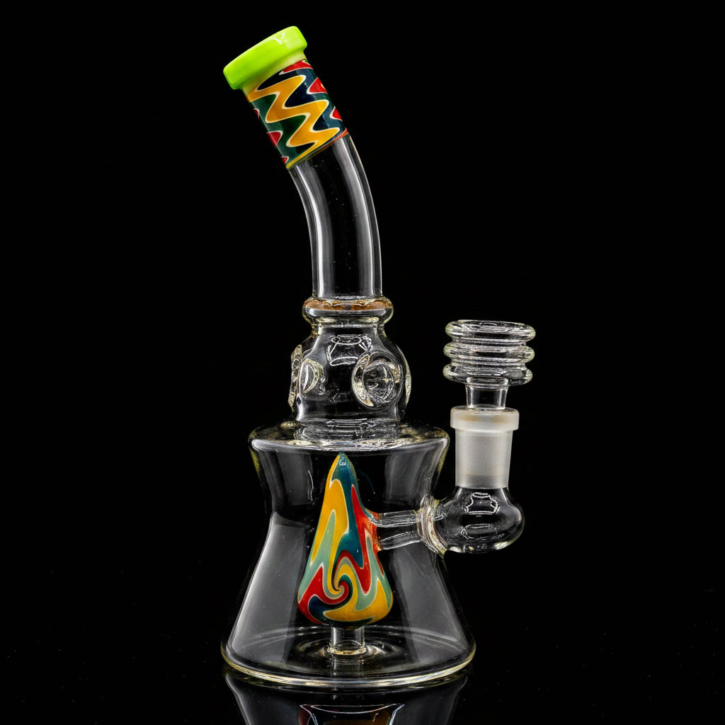 8" Rainbow Twist Shower Head Dab Rig - SmokeMEGA