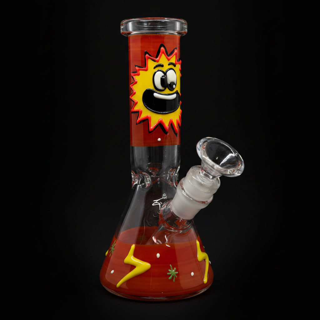 8" Glow In Dark Multi Design Beaker Bong with 3D ART