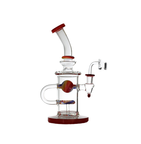 DAB RIG | BENT NECK THICK CRYSTAL GLASS CANDY SWIRL RECYCLE DAB RIG 9"