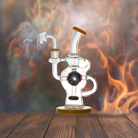 DAB RIG | Hollow Base Cylinder Recycler Glass Water Pipe Dab Rig 8.5"