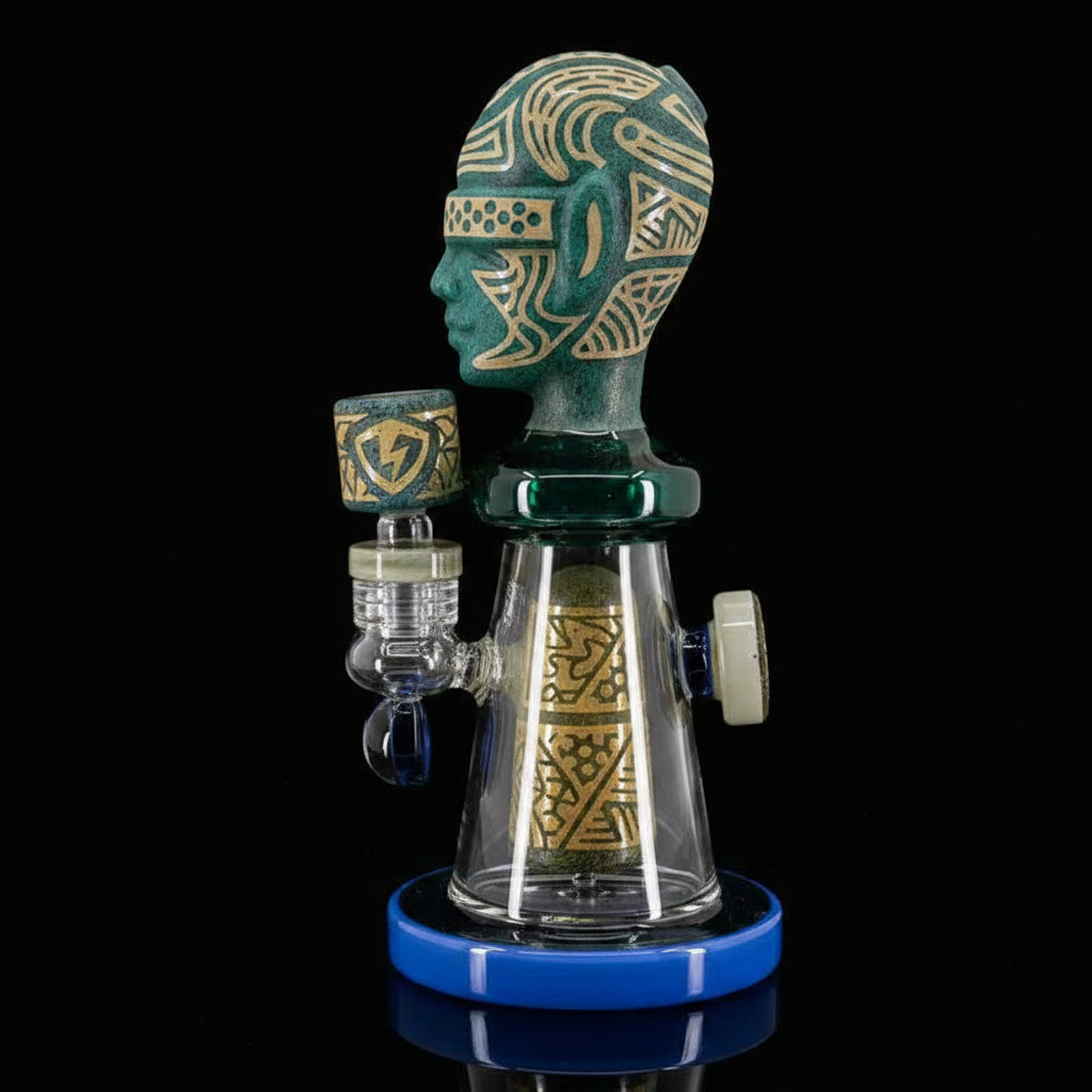 Ancient Head Egypt Style Glass Water Pipe - SmokeMEGA
