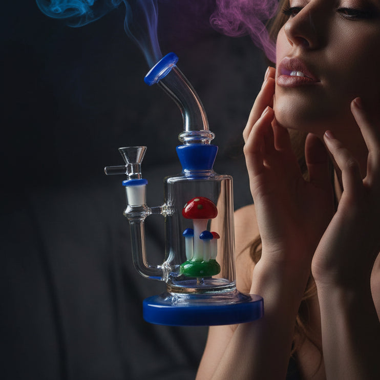 BONG | Bent Neck Mushroom Perc Water Pipe Bong 8"