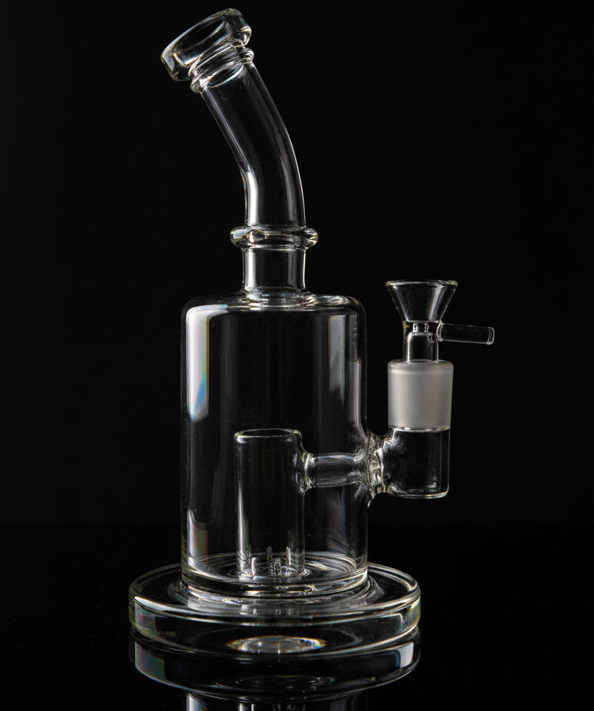 BONG | Glass Bubbler with Slitted Perc Water Pipe Bong 9"