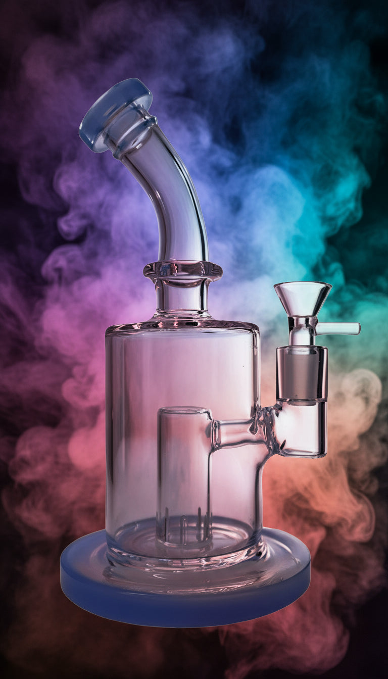 BONG | Glass Bubbler with Slitted Perc Water Pipe Bong 9"
