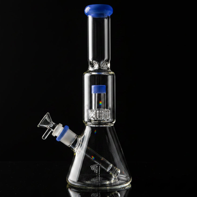 12" Borosilicate Tree Diffused Down-stem Perc Beaker Bong with Ice Pinch and Flower Bowl