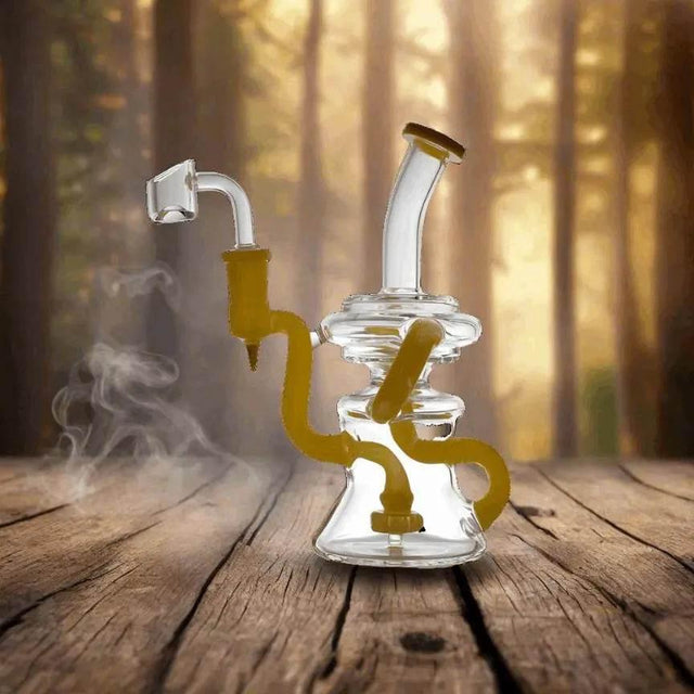 Bong | Bent Neck Triple Arm Recycler Bong - SmokeMEGA