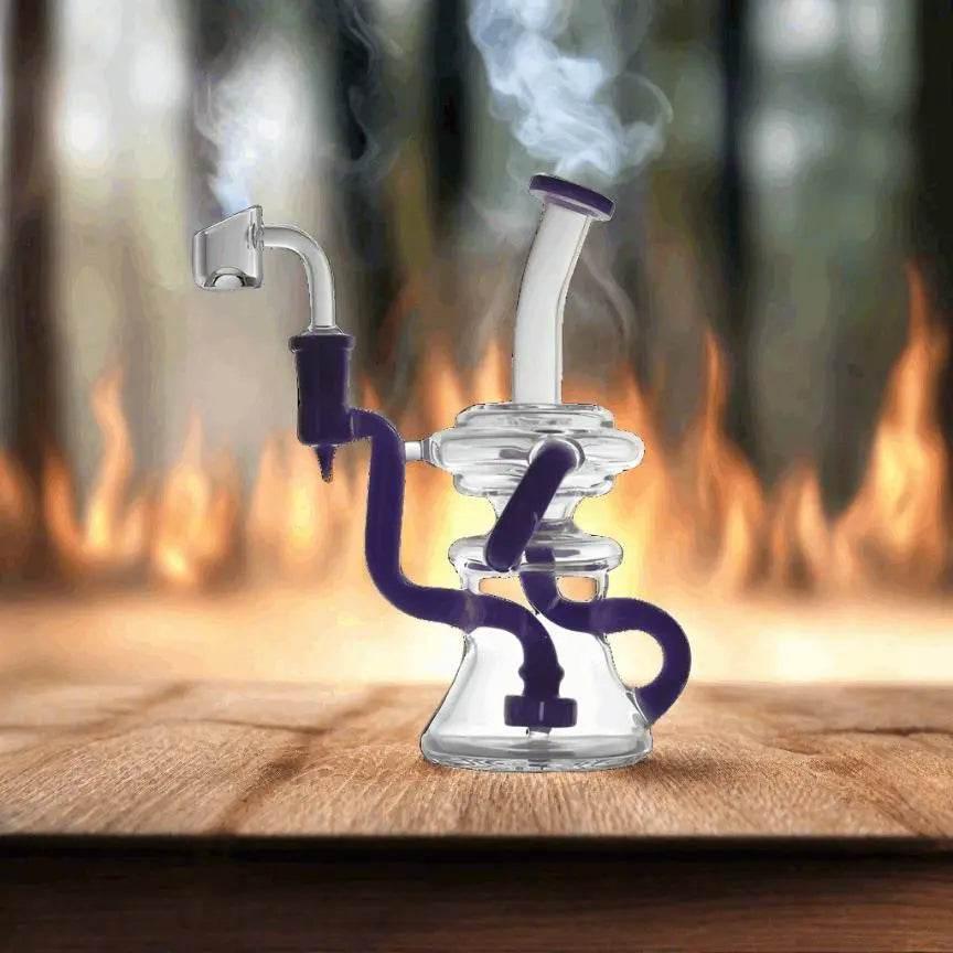 Bong | Bent Neck Triple Arm Recycler Bong - SmokeMEGA