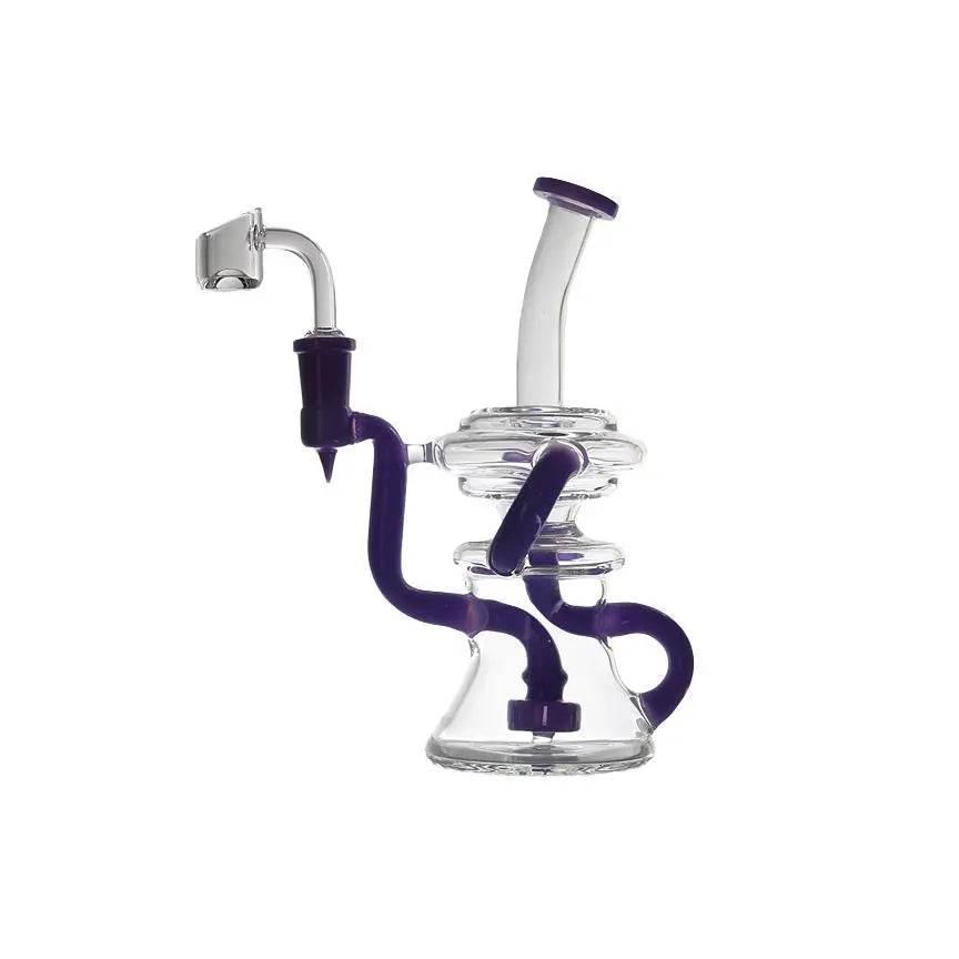 Bong | Bent Neck Triple Arm Recycler Bong - SmokeMEGA
