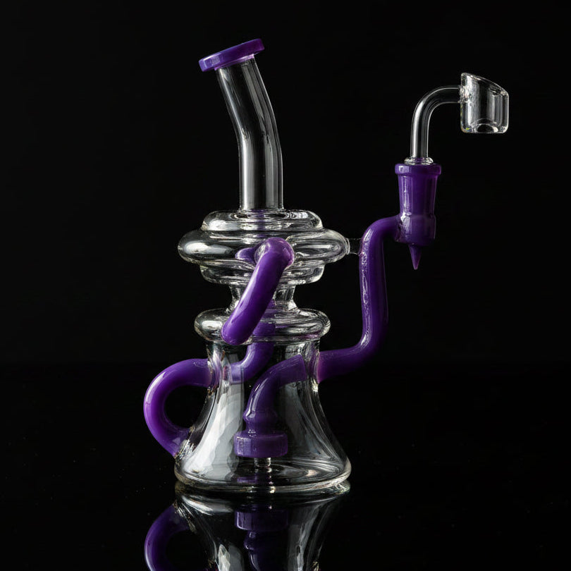 Bong | Bent Neck Triple Arm Recycler Bong - SmokeMEGA