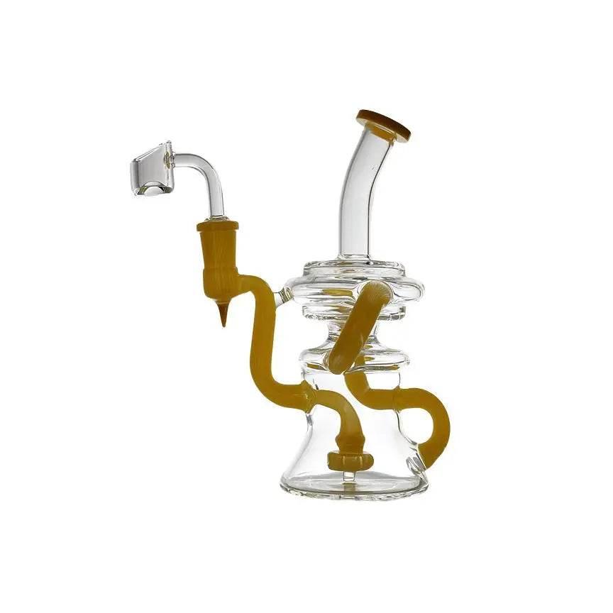 Bong | Bent Neck Triple Arm Recycler Bong - SmokeMEGA