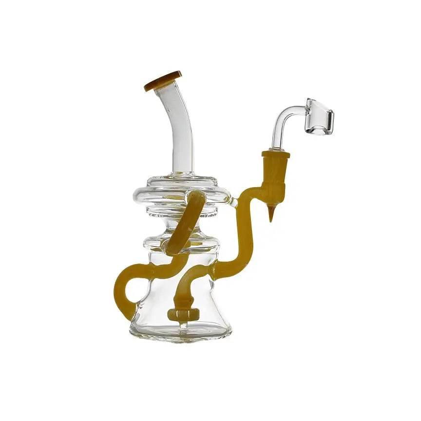 Bong | Bent Neck Triple Arm Recycler Bong - SmokeMEGA