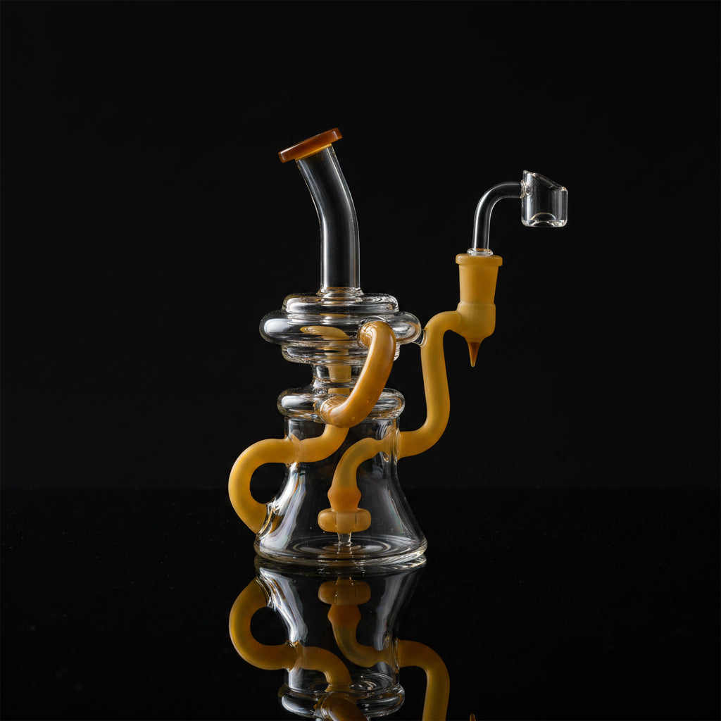 Bong | Bent Neck Triple Arm Recycler Bong - SmokeMEGA