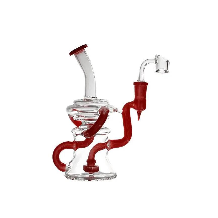 Bong | Bent Neck Triple Arm Recycler Bong - SmokeMEGA